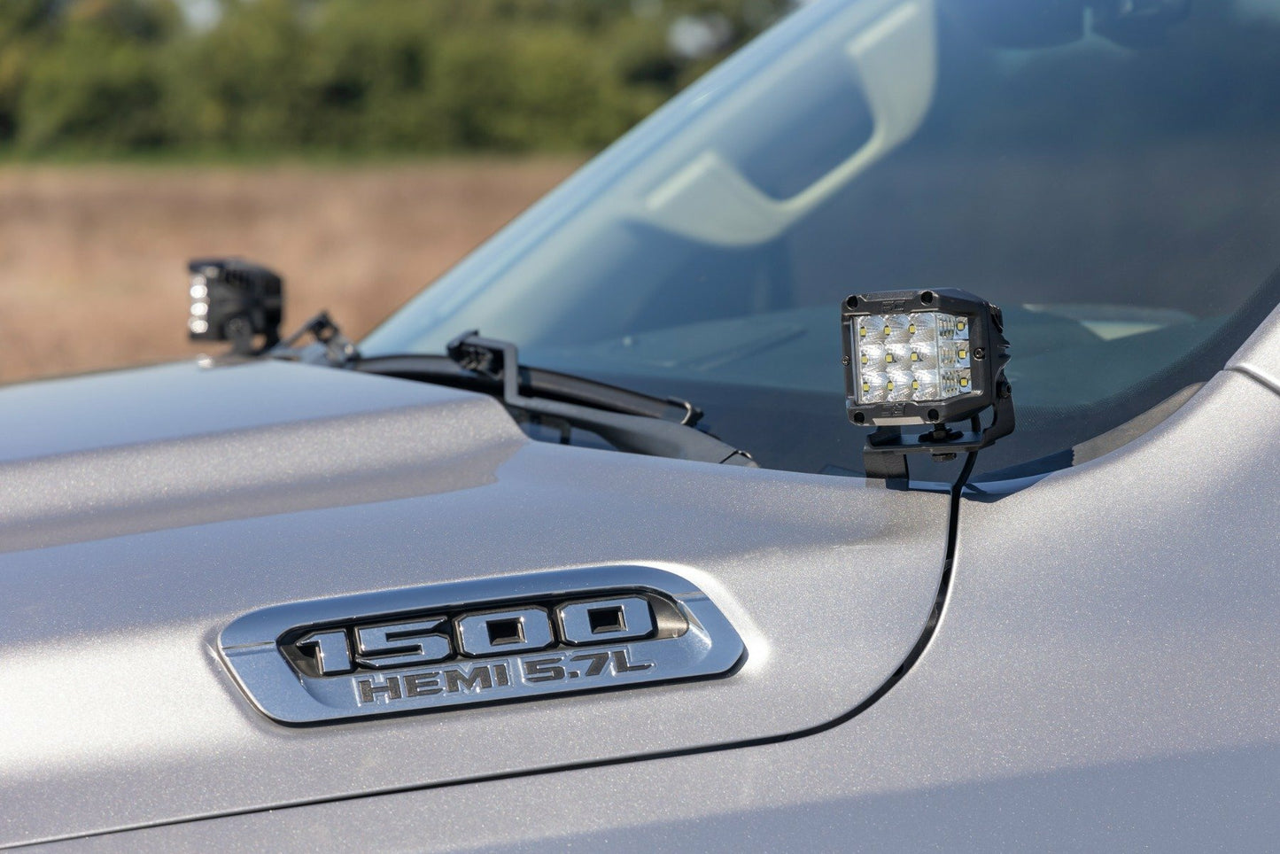 Fits Ram 1500 (19-25) LED Light Kit; Ditch Mount; 2" Black Pair; White DRL 82292