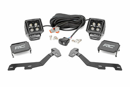 Fits Ram 1500 (19-25) LED Light Kit; Ditch Mount; 2" Black Pair; White DRL 82292