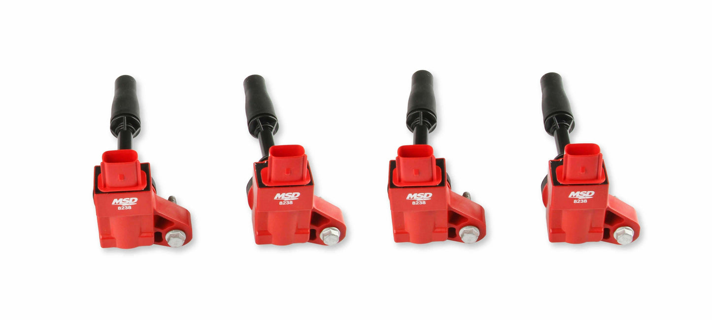 MSD Blaster Ignition Coils, 2013-2019 GM 4-cylinder Engines, Red, 4-Pack - 82384