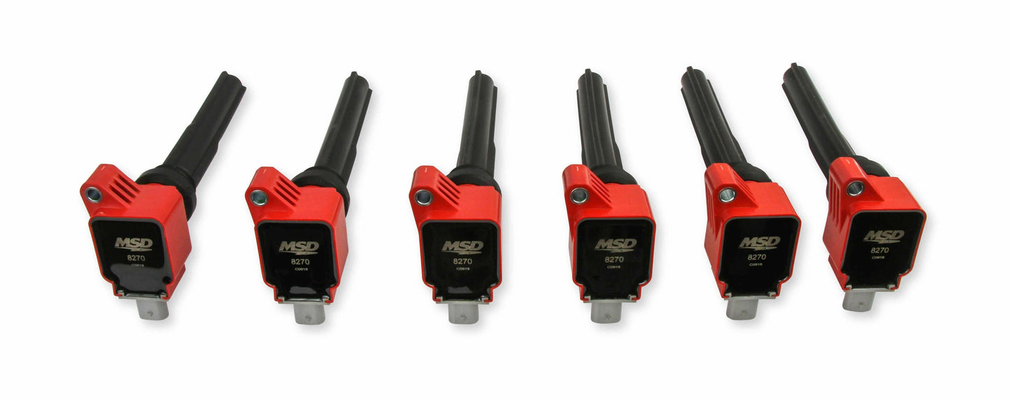 MSD Ignition Coils 2017-2020 Ford 3.5L EcoBoost V6 engines, Red, 6-Pack - 82706