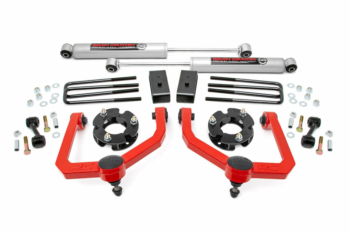 Fits Nissan Titan 2WD/4WD (2004-2024) 3 Inch Lift Kit; N3 Shocks; 83430RED