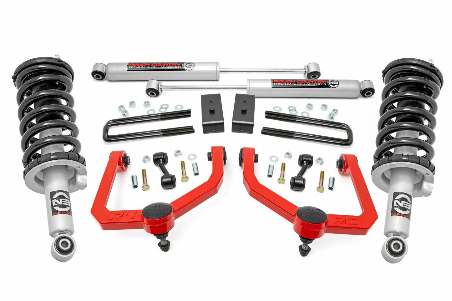 Fits Nissan Titan 4WD (2017-2024) 3 Inch Lift Kit; N3 Struts & Shocks; 83431RED