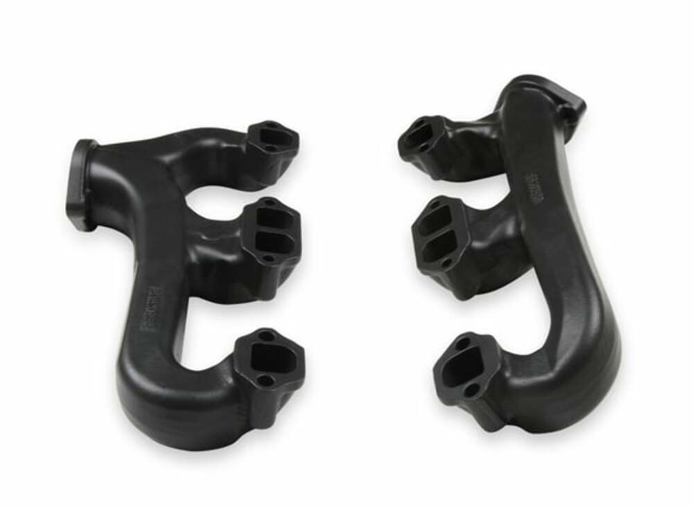 Fits Small Block Chevy, Raised D-Port, 2.5", Black, Exhaust Manifold 8527-3HKR