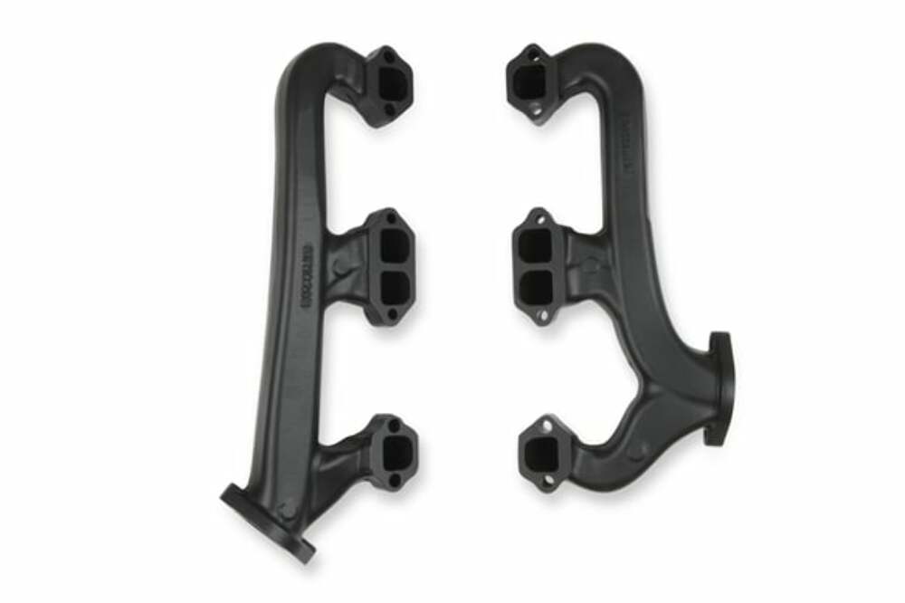 Fits Small Block Chevy, Raised D-Port, 2.5", Black, Exhaust Manifold 8527-3HKR
