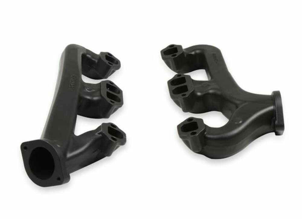 Fits Small Block Chevy, Raised D-Port, 2.5", Black, Exhaust Manifold 8527-3HKR