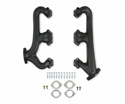 Fits Small Block Chevy, Raised D-Port, 2.5", Black, Exhaust Manifold 8527-3HKR
