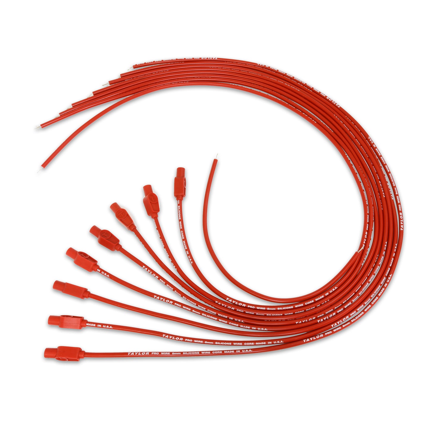 Spark Plug Wire Set Universal 8mm Silicone 180? 0 ohm/ft Prowire Solid Red 70264