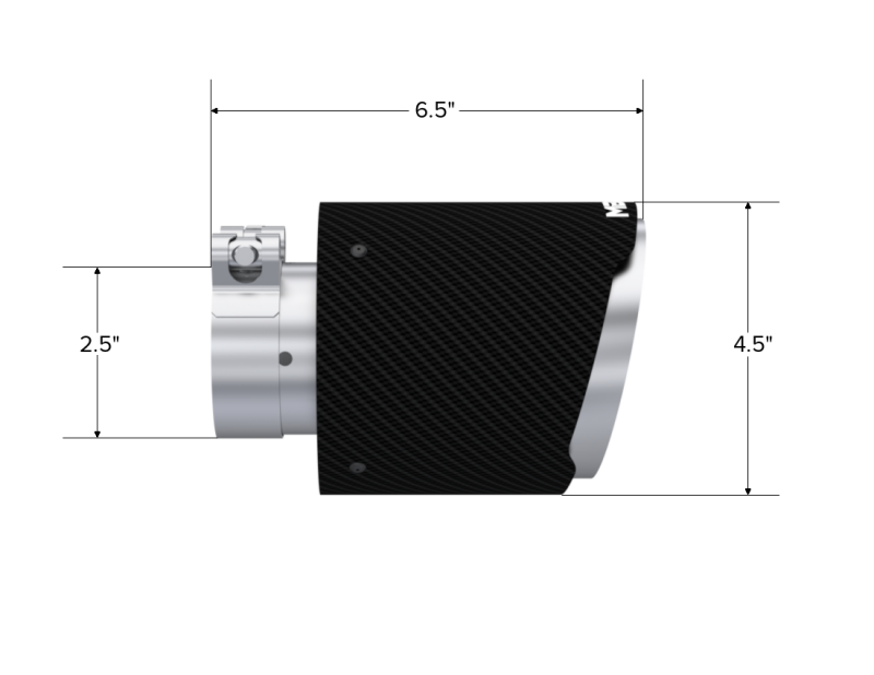 Tip; 4.5" OD Out; 2.5" ID; 6.5" Length; Angle Cut; Dual Wall; Carbon T5191CF - Exhaust Tips Car Part People