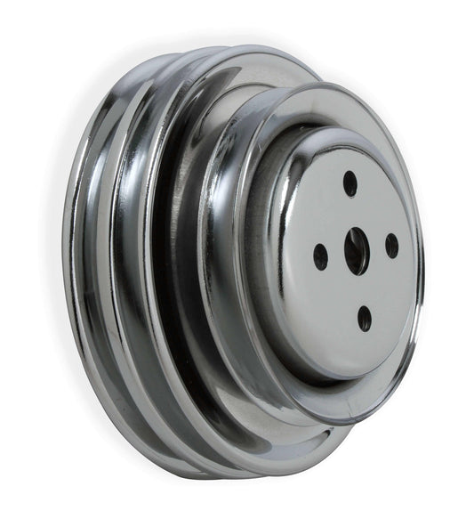 Mr. Gasket Chrome Water Pump Pulley - Triple Groove - 8829