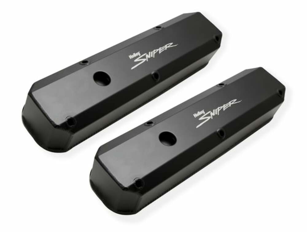 Sniper Fabricated Aluminum Valve Cover - Chrysler Small Block - Black - 890003B