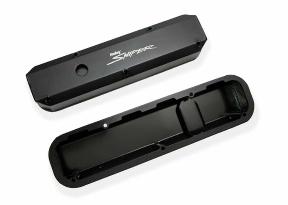Sniper Fabricated Aluminum Valve Cover - Chrysler Small Block - Black - 890003B