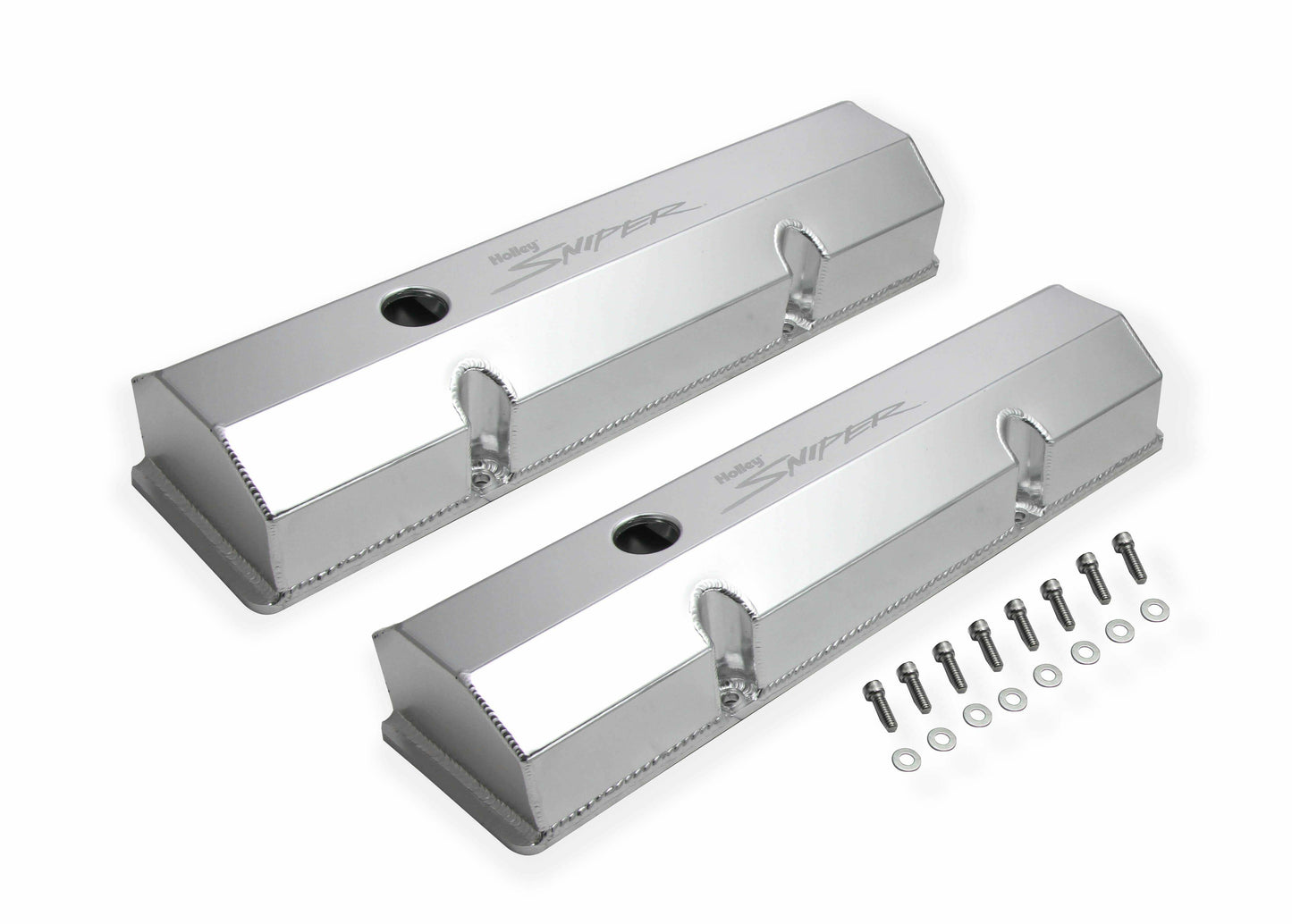 Sniper Fabricated Aluminum Valve Cover - Chevy Small Block - Natural - 890010