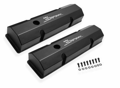 Sniper Fabricated Aluminum Valve Cover - Chevy Small Block - Black - 890010B