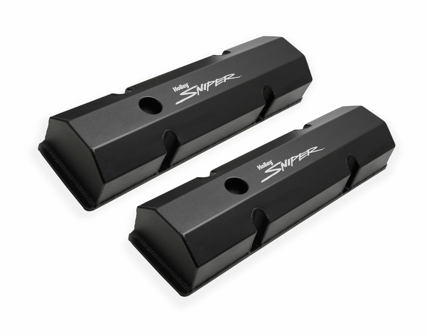 Sniper Fabricated Aluminum Valve Cover - Chevy Small Block - Black - 890010B