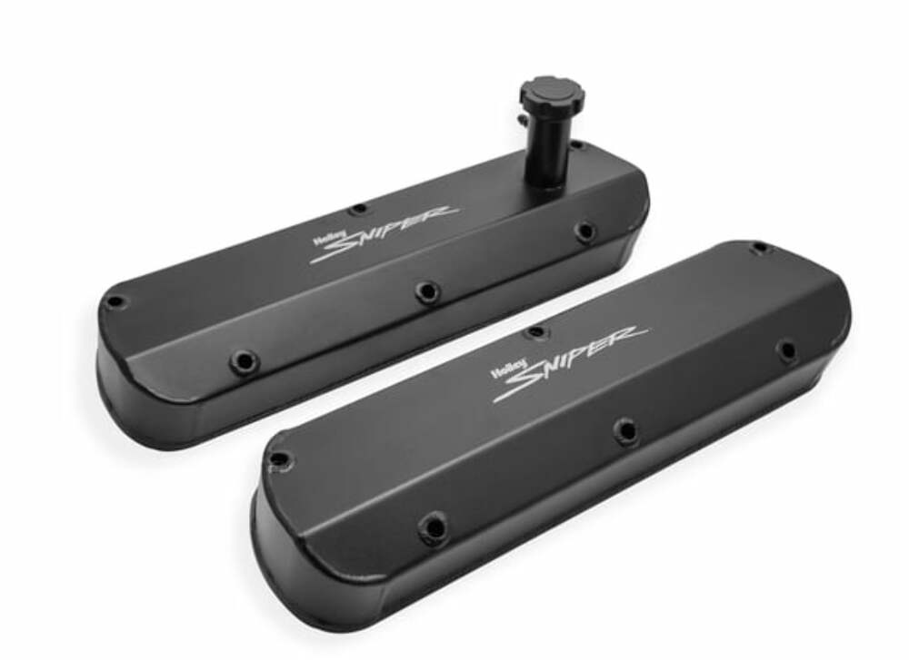 Sniper Fabricated Aluminum Valve Cover - Ford Small Block - Black Finish 890013B