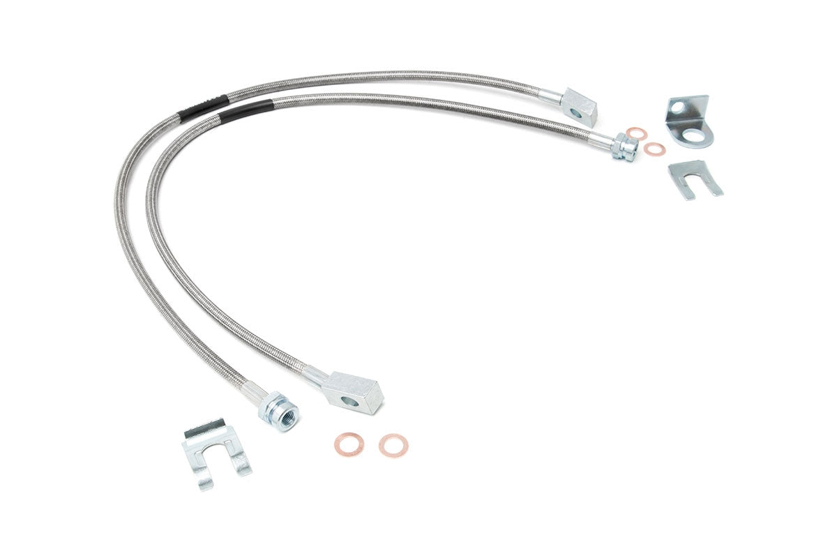 Fits Jeep Cherokee XJ/Wrangler TJ Brake Lines; S/S; FR; 4-6" Lift; 89702