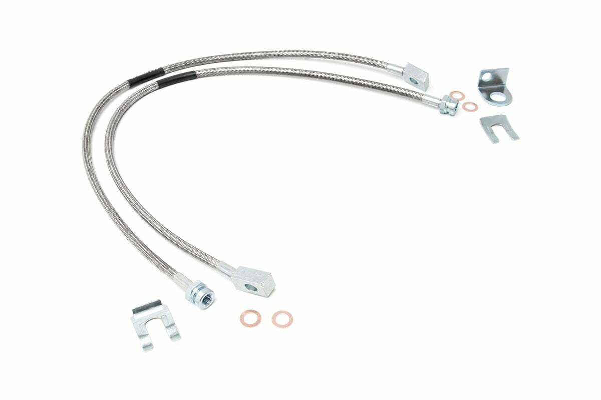 Fits Jeep Cherokee XJ/Wrangler TJ Brake Lines; S/S; FR; 4-6" Lift; 89702