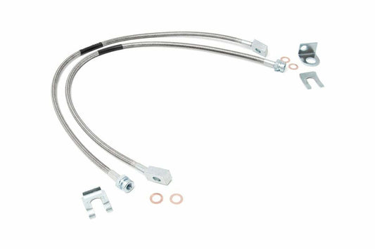 Fits Jeep Cherokee XJ/Wrangler TJ Brake Lines; S/S; FR; 4-6" Lift; 89702