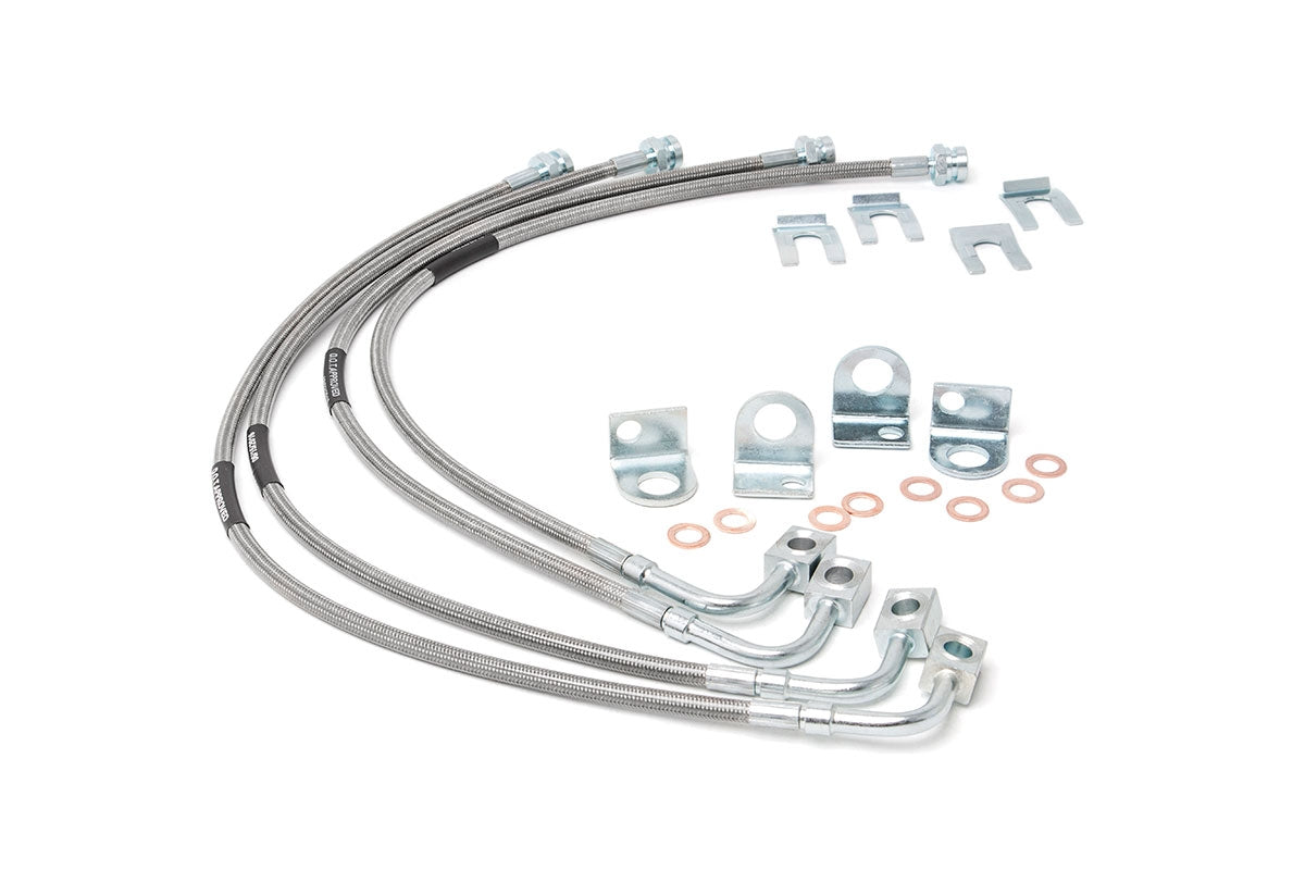 Fits Jeep Wrangler JK (07-18) Brake Lines; S/S; FR & RR; 4-6" Lift; 89716