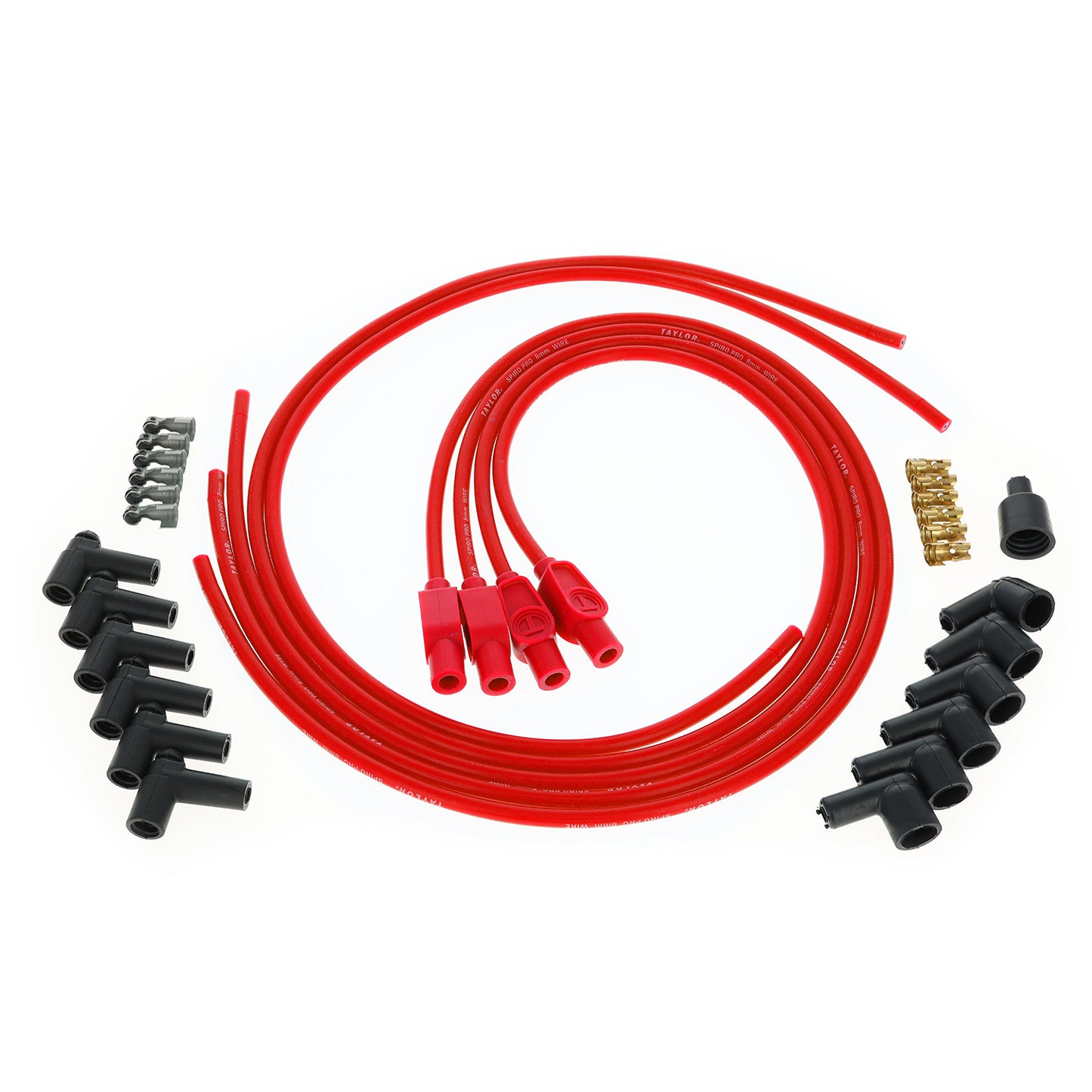 Spark Plug Wire Set Universal 8mm Silicone Spiro Pro 180? 350 ohm/ft Red 73235