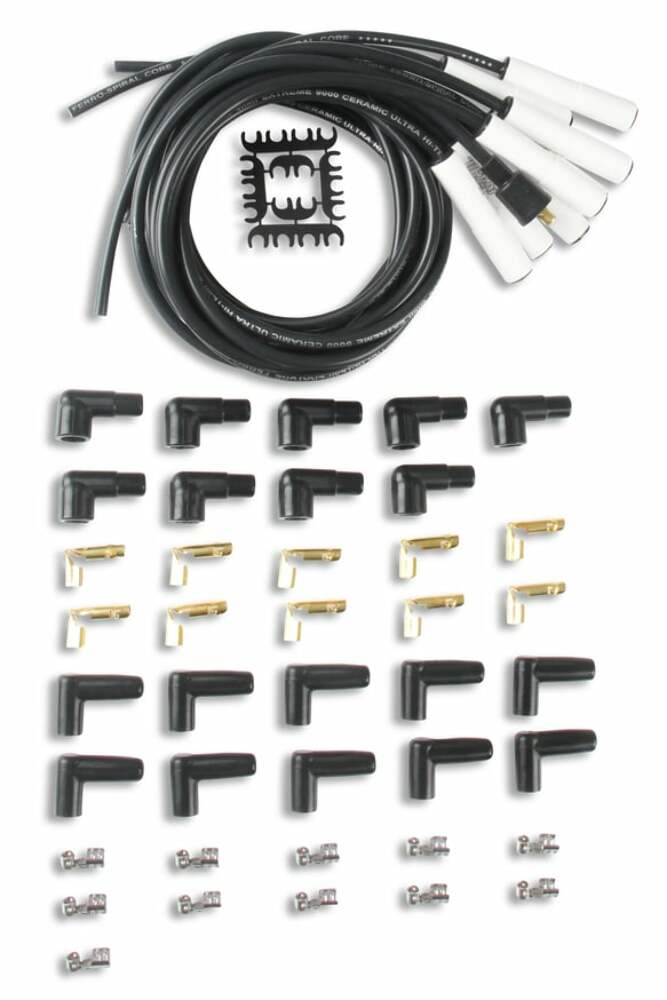 Spark Plug Wire Set - Universal - 180 Deg White Ceramic Boots - 9000C