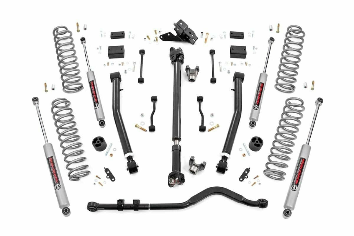 Fits Jeep Wrangler JL Rubicon 4WD (18-23) 3.5" Lift Kit; Adj LCA; FR D/S; 90930