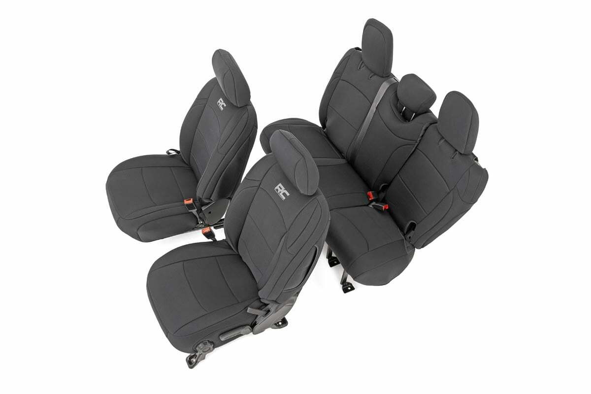 Fits Jeep Wrangler Unlimited 4WD (2018-2024) Seat Covers; Front and Rear; 91010