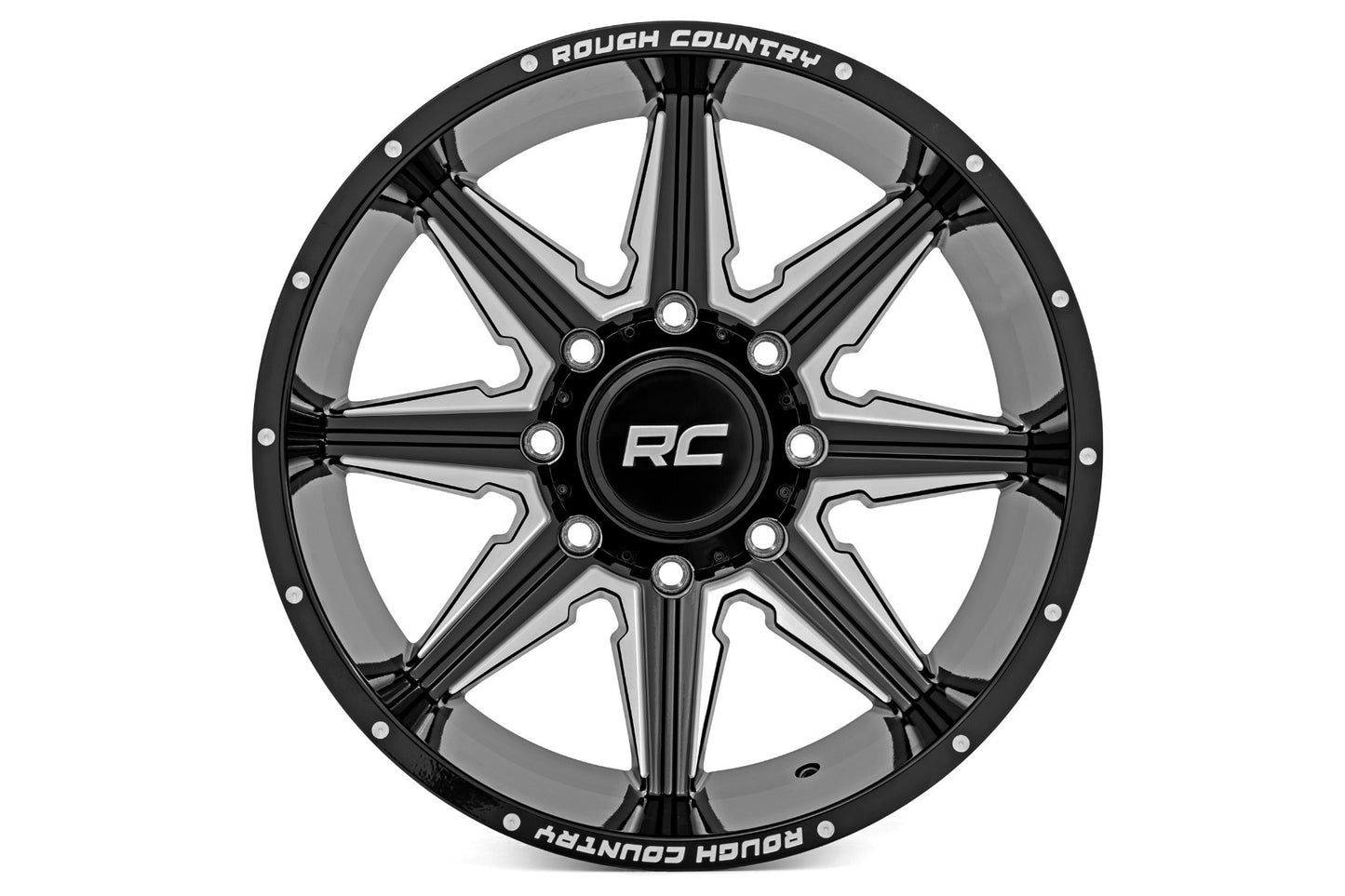 Rough Country 91M Series Wheel; One-Piece; Black; 20x12; 8x6.5; -44mm 91201210M