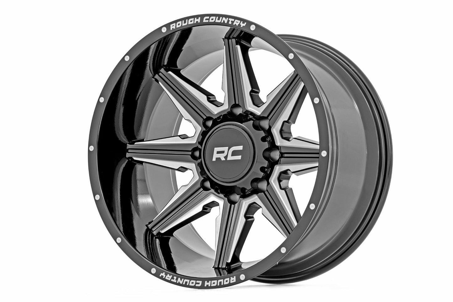 Rough Country 91M Series Wheel; One-Piece; Black; 20x12; 8x6.5; -44mm 91201210M