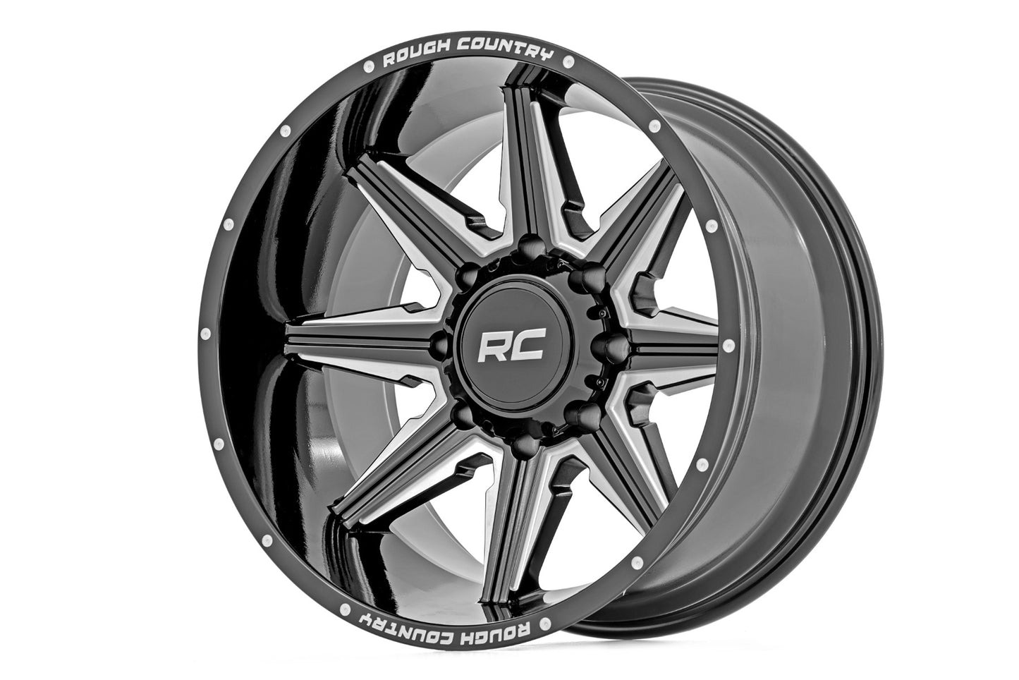 Rough Country 91M Series Wheel; One-Piece; Black; 20x12; 6x5.5; -44mm 91201212M