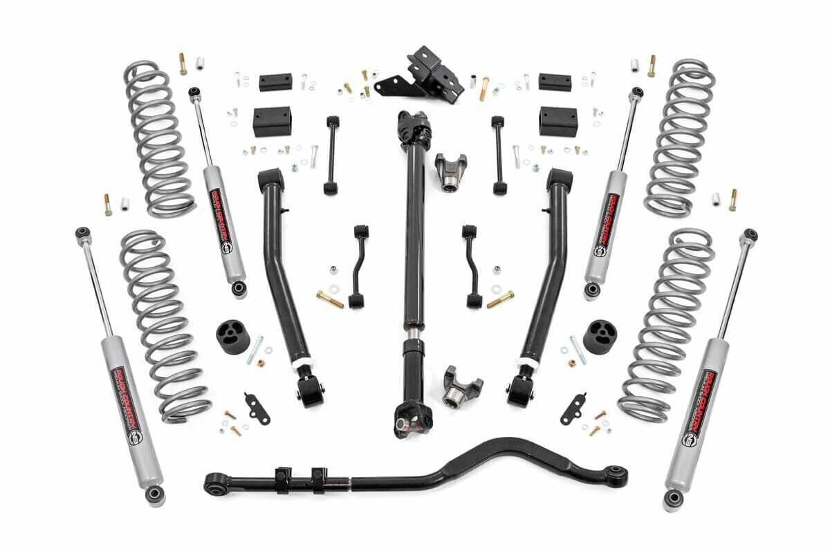 Fits Jeep Wrangler Unlimited 4WD (2024) 3.5" Lift Kit; Adj Lower; FR D/S; 91630