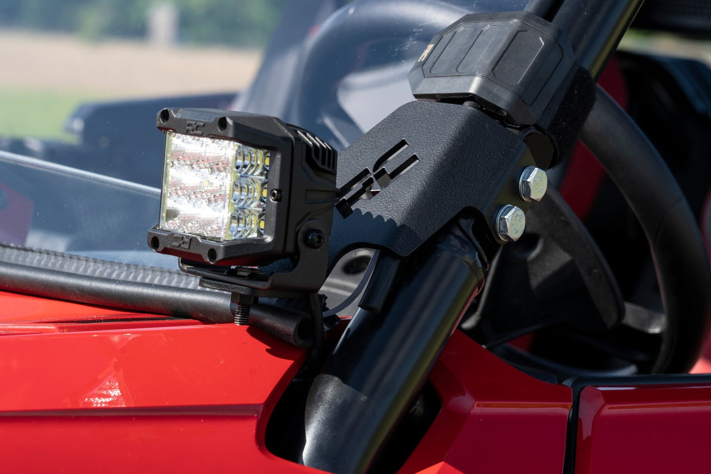 Fits Honda Talon 1000 LED Light; Cage Mount; 2" Black Pair; Amber DRL; 92033