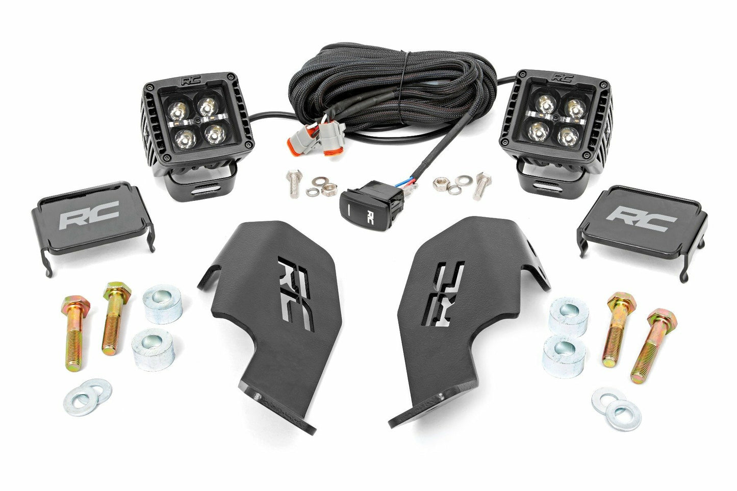 Fits Honda Talon 1000 LED Light; Cage Mount; 2" Black Pair; Amber DRL; 92033