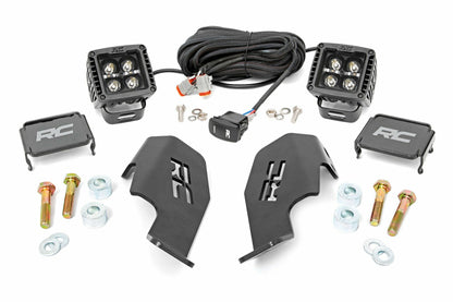 Fits Honda Talon 1000 LED Light; Cage Mount; 2" Black Pair; Amber DRL; 92033