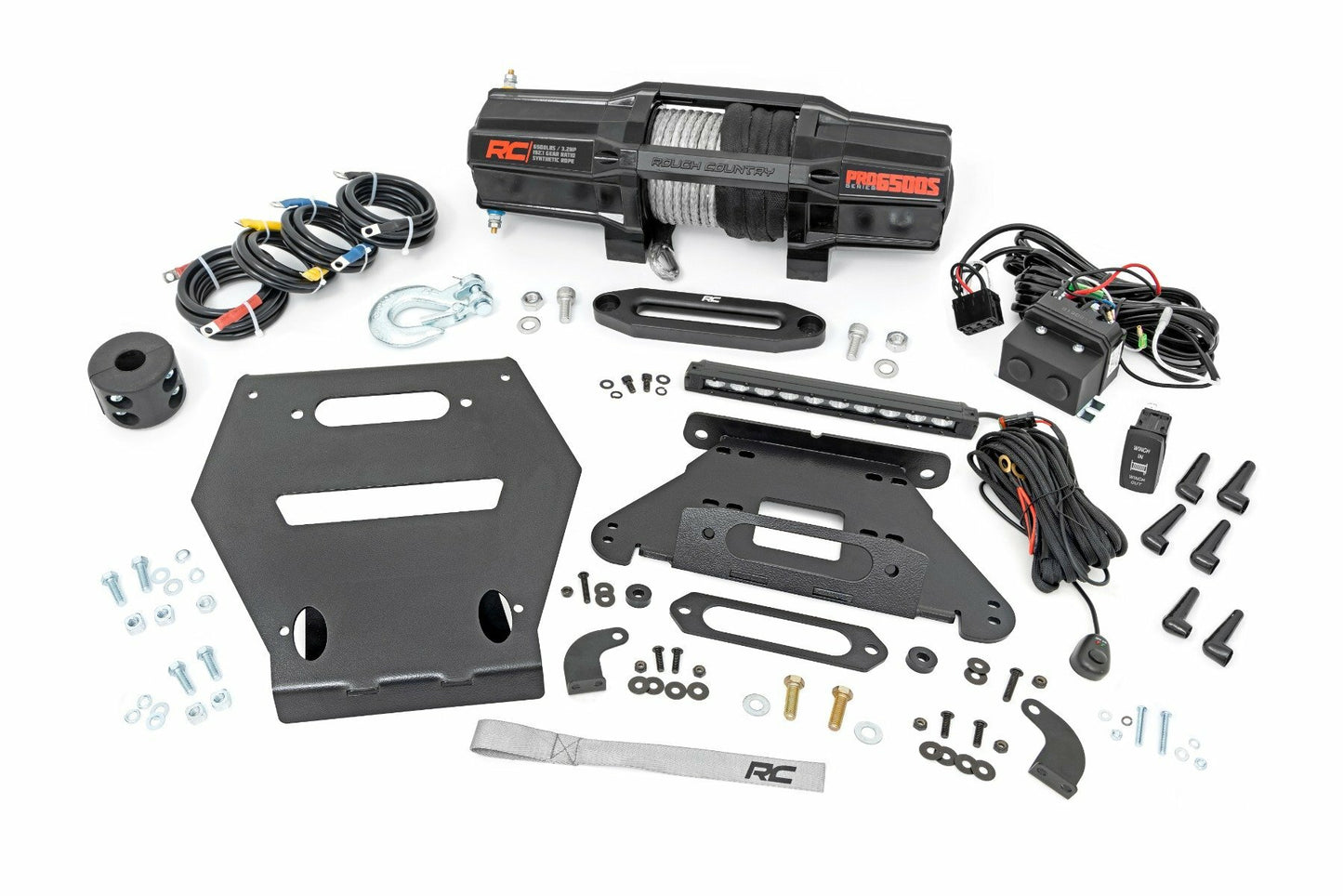 Fits Polaris RZR Pro R LED Light; Winch Mount; RS6500S; 10" Black Slimline 92064