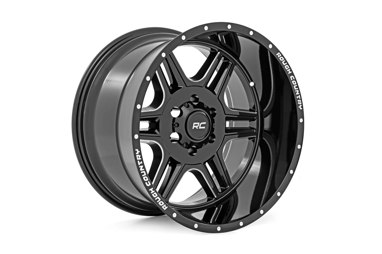 Rough Country 92 Series Wheel Machined Black 22x12 6x135 -44mm 92221217