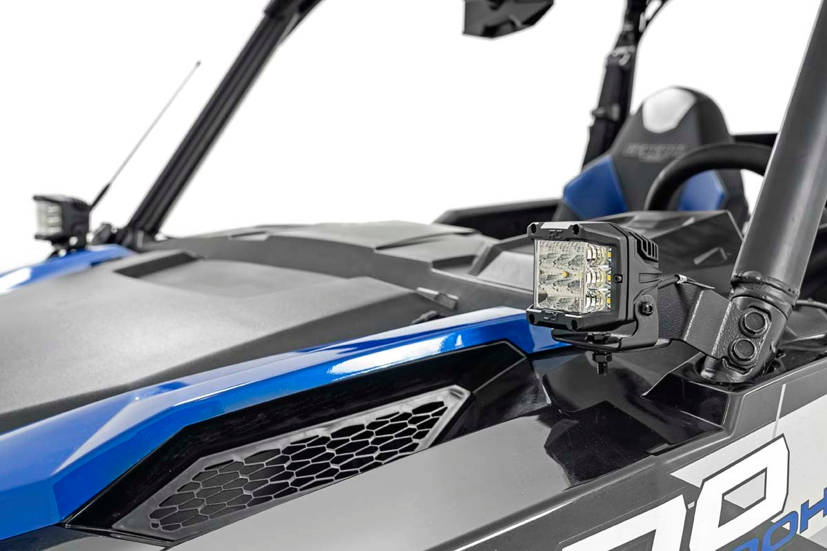 Fits Polaris General LED Light Kit; Cage Mount; 2" Black Pair; White DRL; 93025