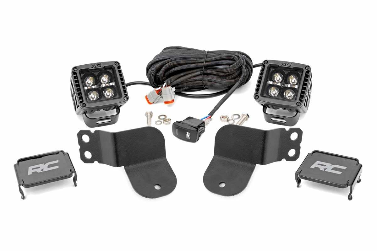 Fits Polaris General LED Light Kit; Cage Mount; 2" Black Pair; White DRL; 93025