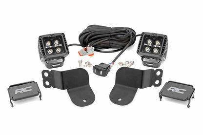 Fits Polaris General LED Light Kit; Cage Mount; 2" Black Pair; White DRL; 93025