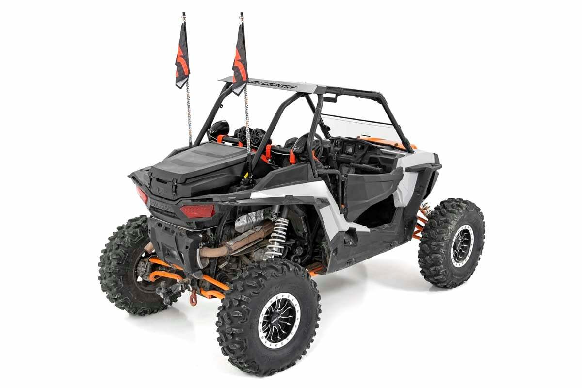 Fits Polaris RZR Whip Mount; Cage; 4' Multl-Color LED Whip Pair; 93052