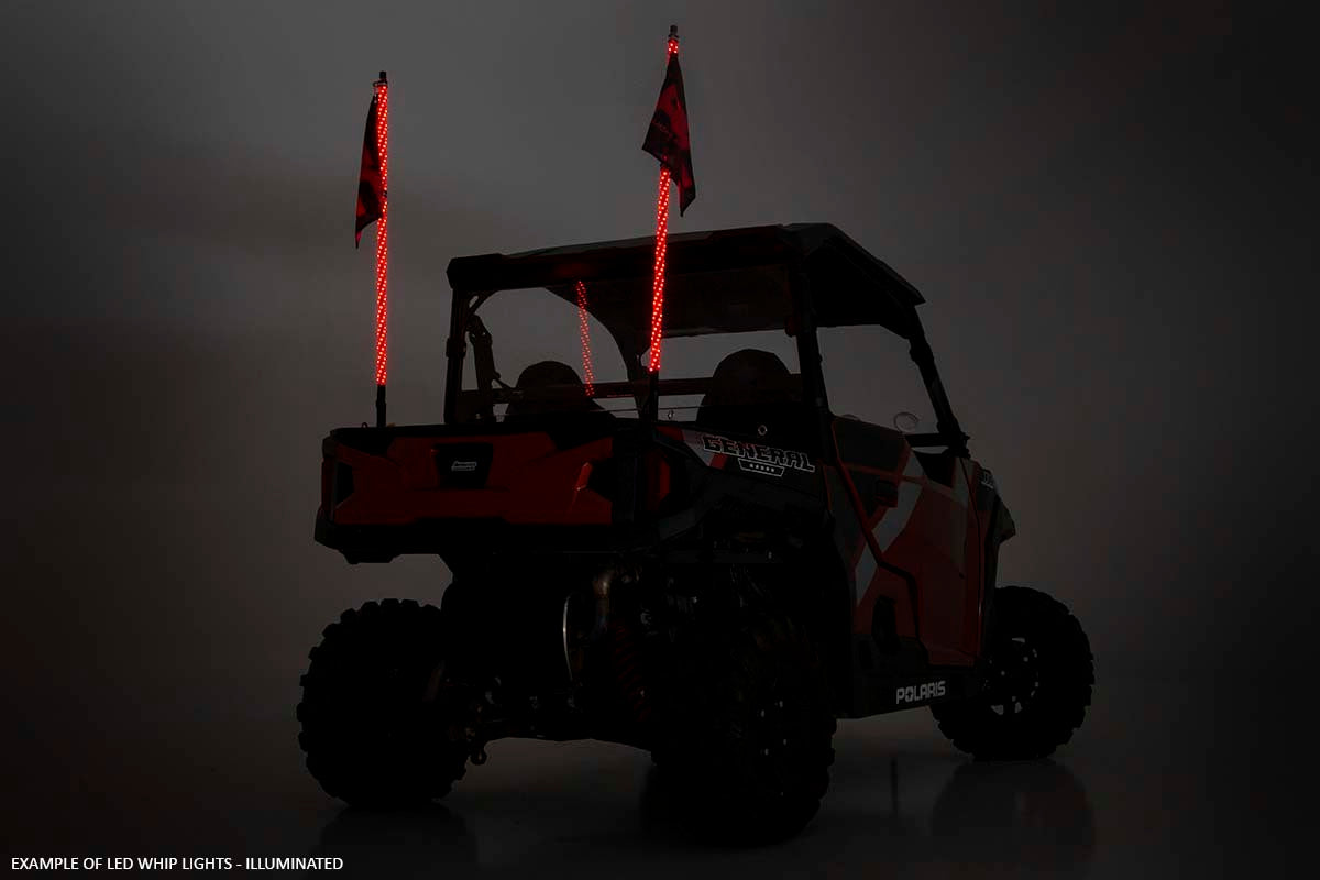 Fits Polaris RZR Whip Mount; Cage; 4' Multl-Color LED Whip Pair; 93052