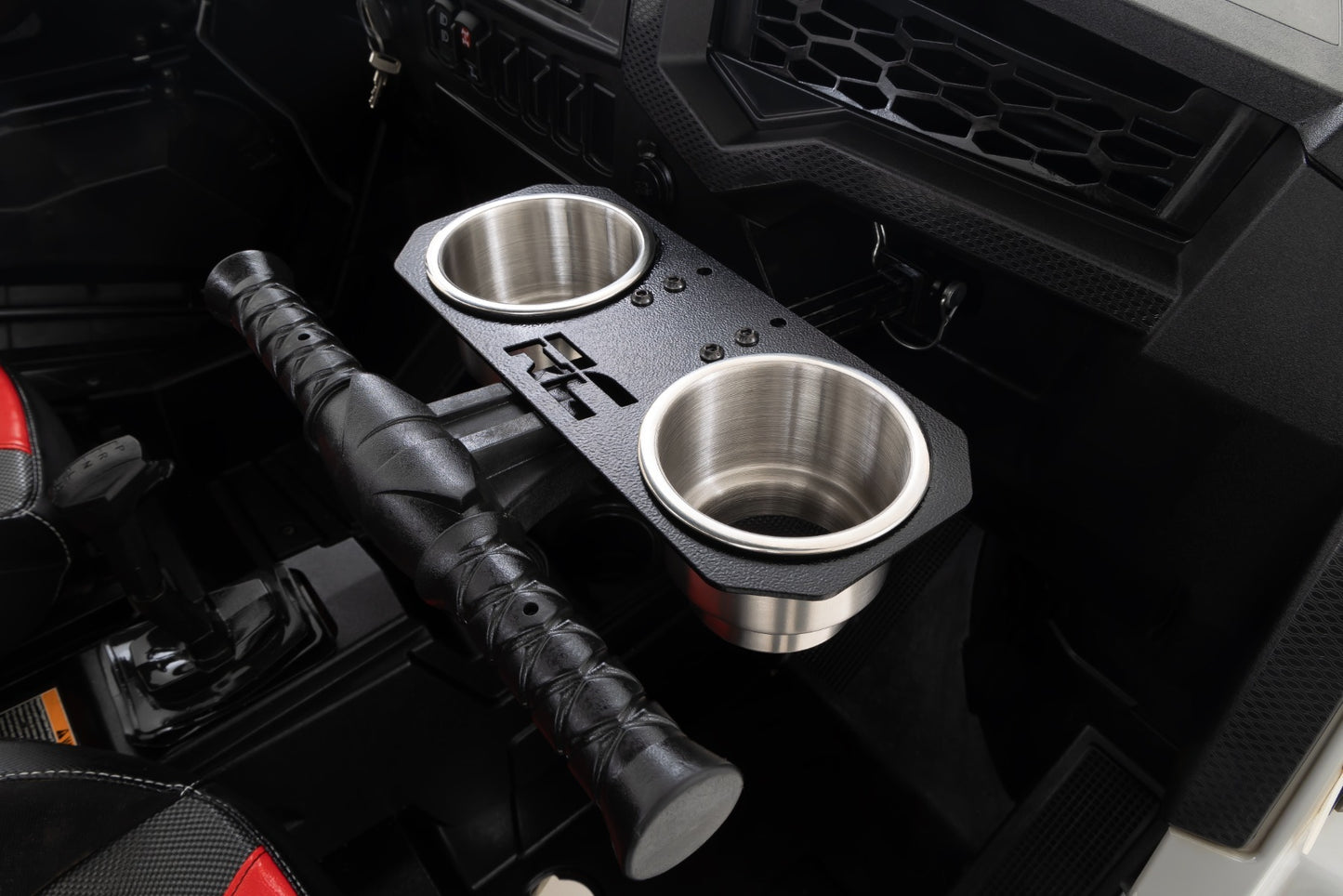 Fits Polaris RZR Passenger Grip Handle Dual Cup Holder; 93058