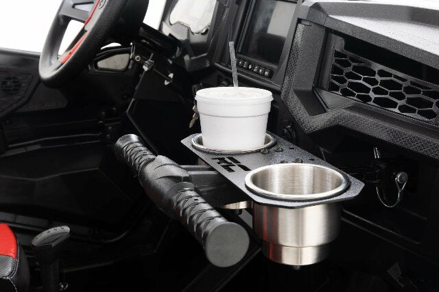 Fits Polaris RZR Passenger Grip Handle Dual Cup Holder; 93058