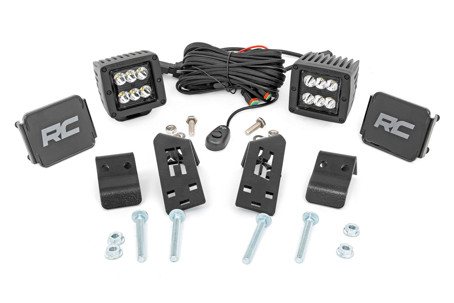 Fits Polaris RZR PRO XP LED Light Kit "A" Pillar Mount 2" Black Pair Spot 93076