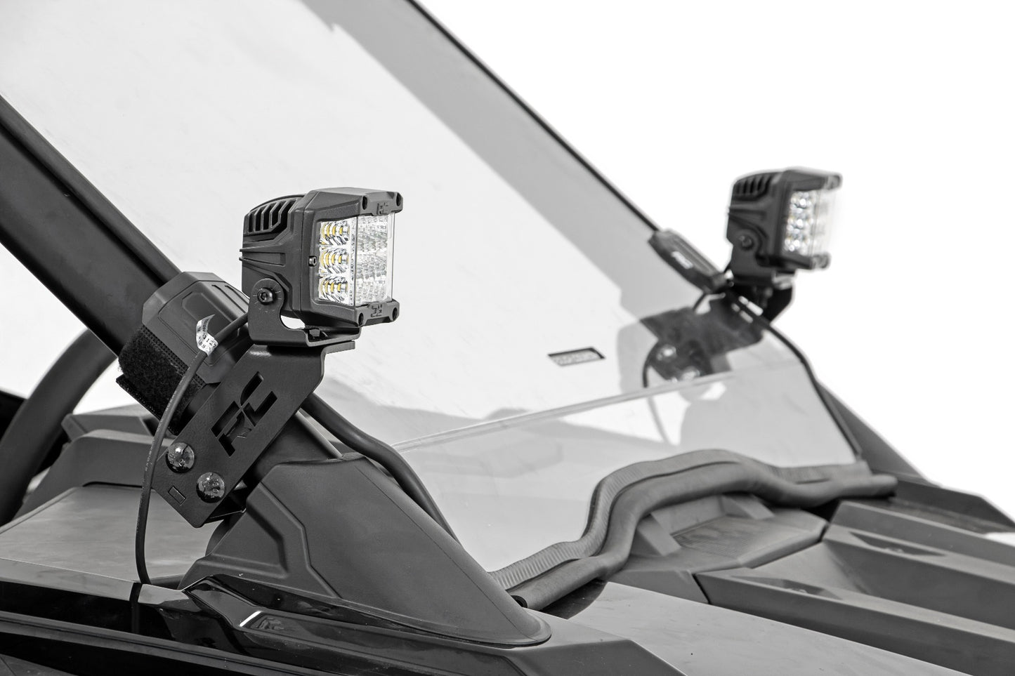 Fits Polaris RZR PRO XP LED Light Kit "A" Pillar Mount 2" Black Pair Spot 93077