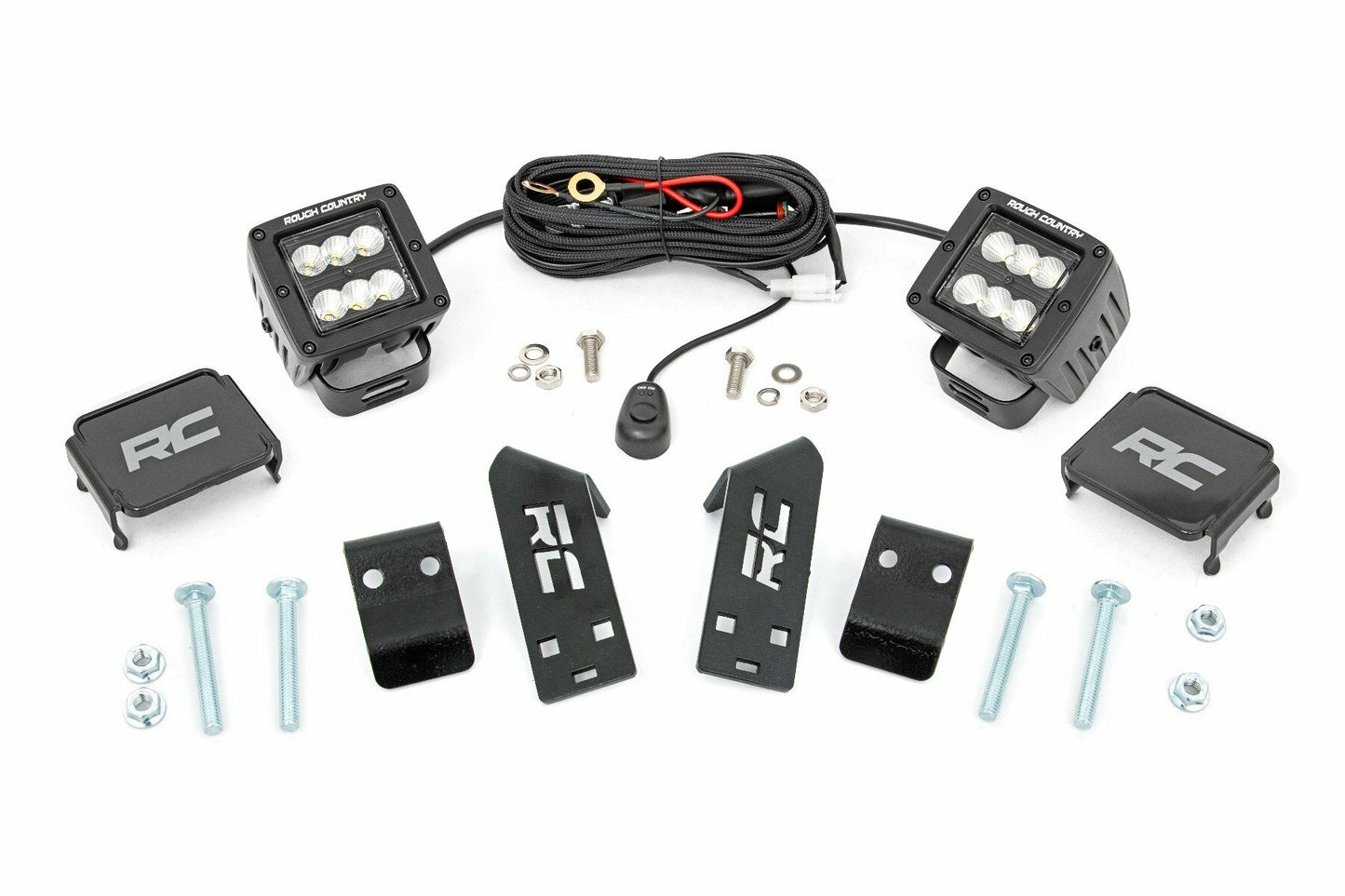 Fits Polaris RZR PRO XP LED Light Kit "A" Pillar Mount 2" Black Pair Spot 93077