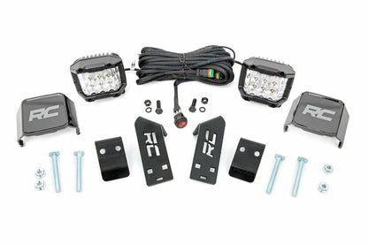 Fits Polaris RZR PRO XP LED Light A Pillar Mount 2" Chrome Pair Wide Angle 93078
