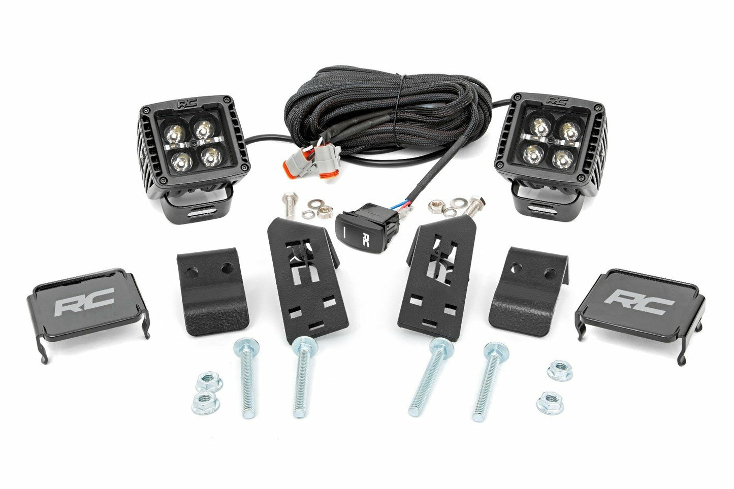 Fits Polaris RZR PRO XP LED Light; A Pillar Mount; 2" Black Pair;  DRL; 93080
