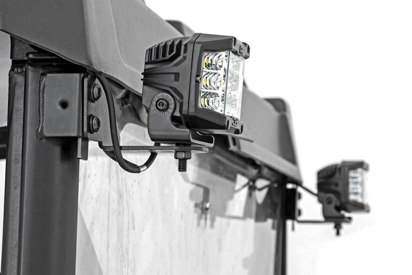Fits Polaris Ranger 1000 LED Light RR Cage Mount 2" Black Spot Pair 93143