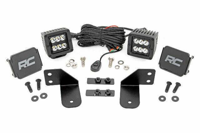 Fits Polaris Ranger 1000 LED Light RR Cage Mount 2" Black Spot Pair 93143